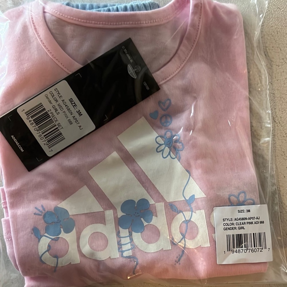 Adidas 2 piece set for infant baby girl